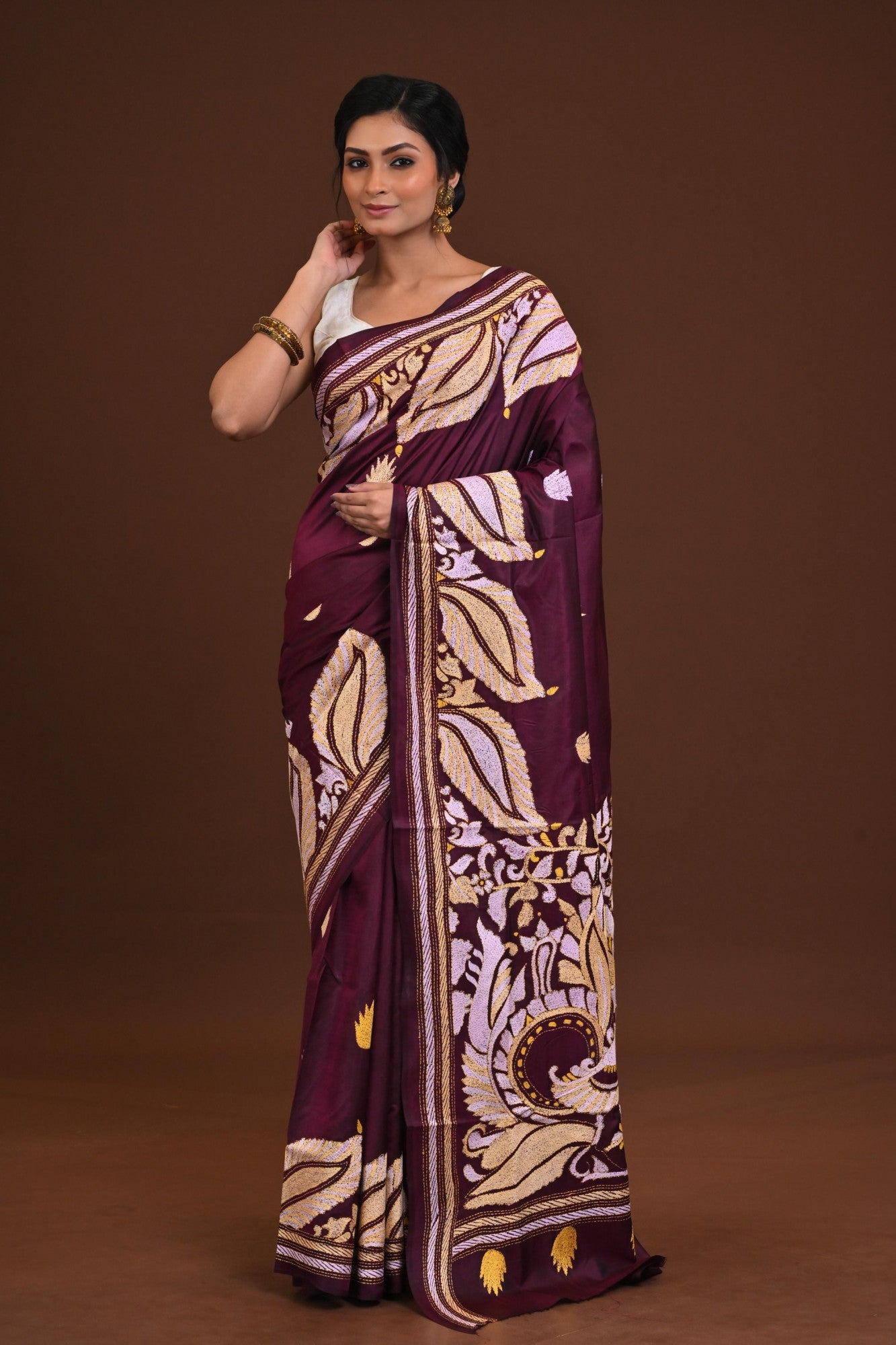 Pure Silk Kantha Saree Thumbnail
