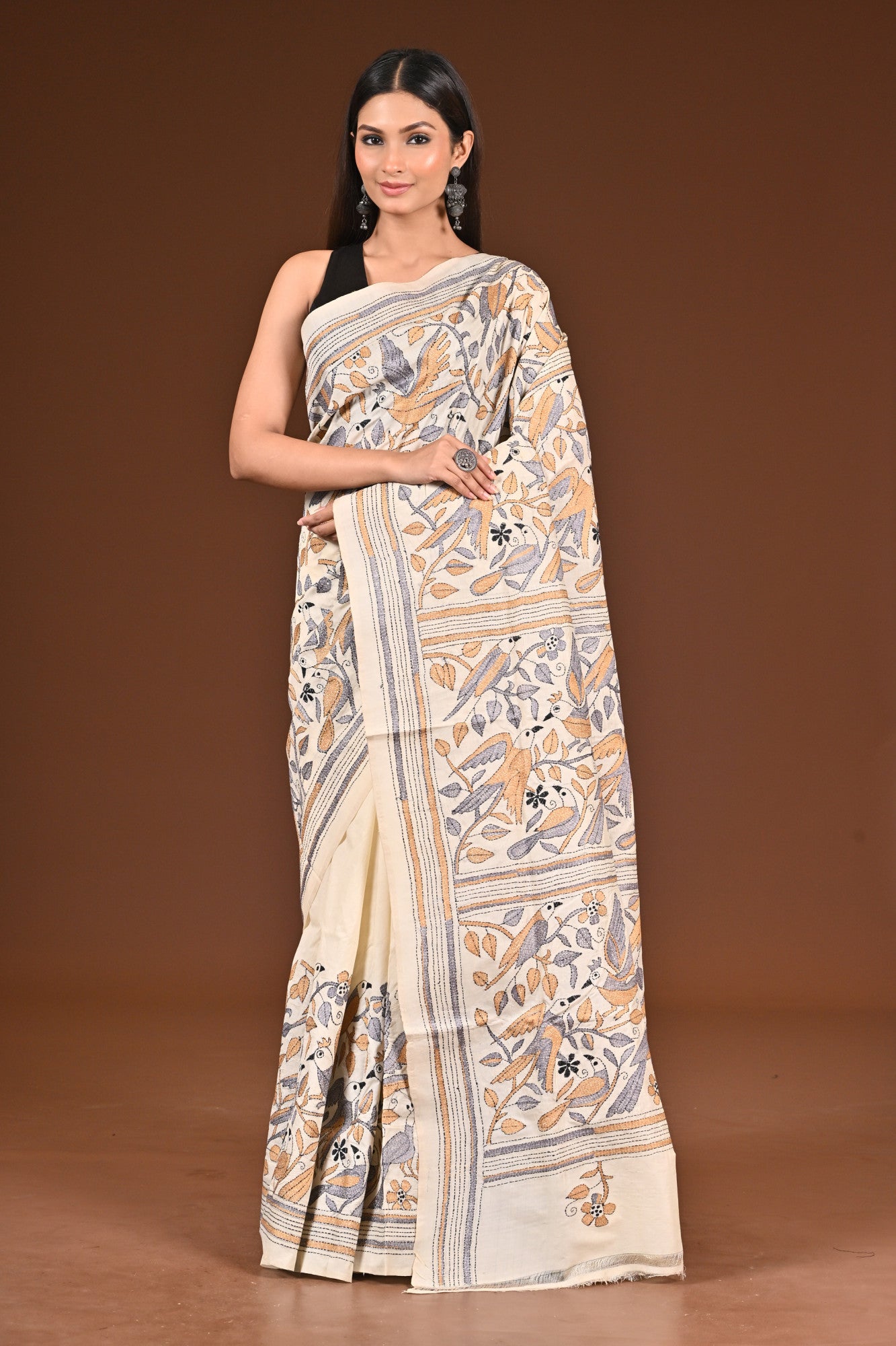 PURE  SILK KANTHA SAREE Thumbnail