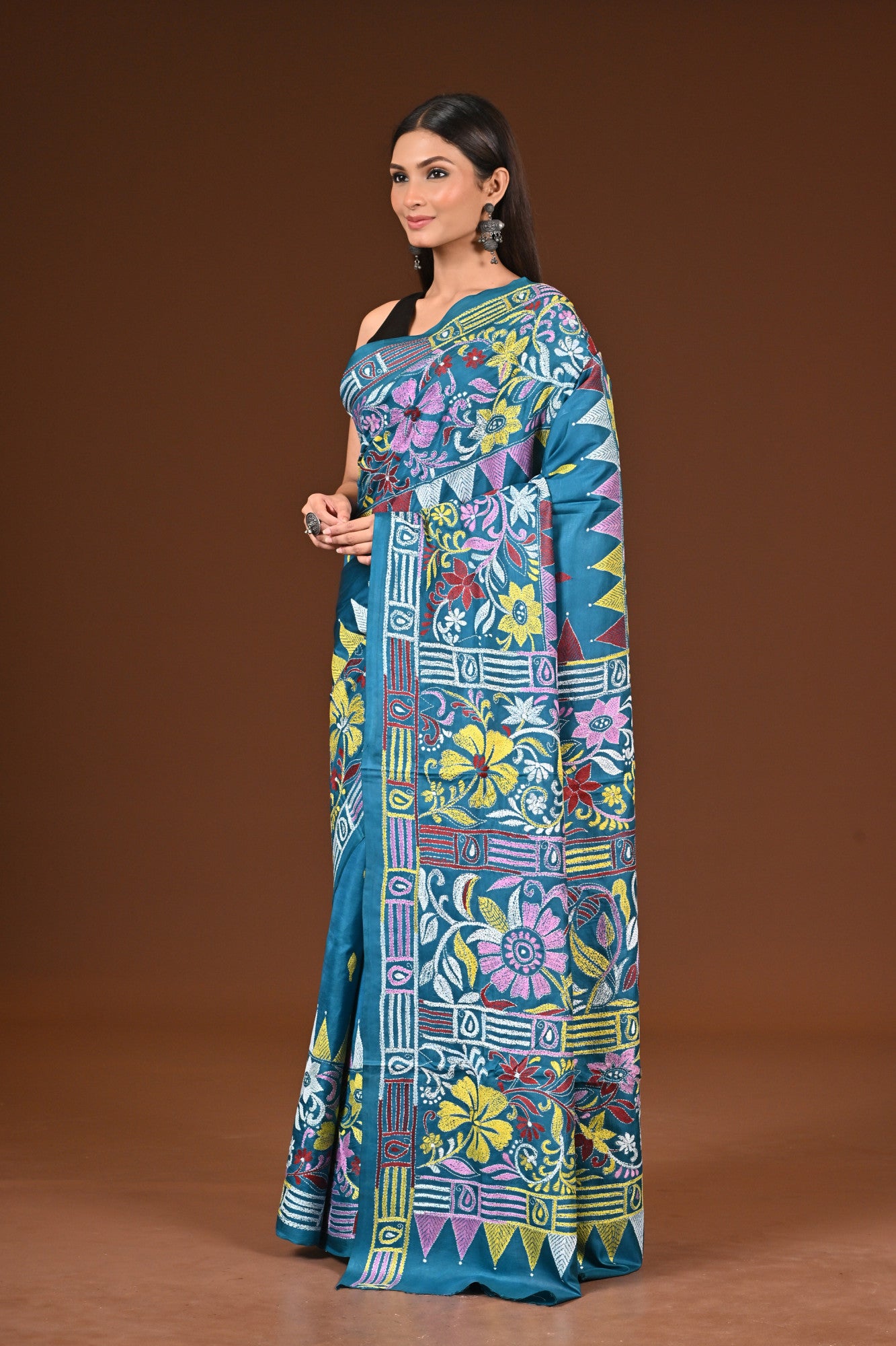 PURE  SILK KANTHA SAREE Thumbnail