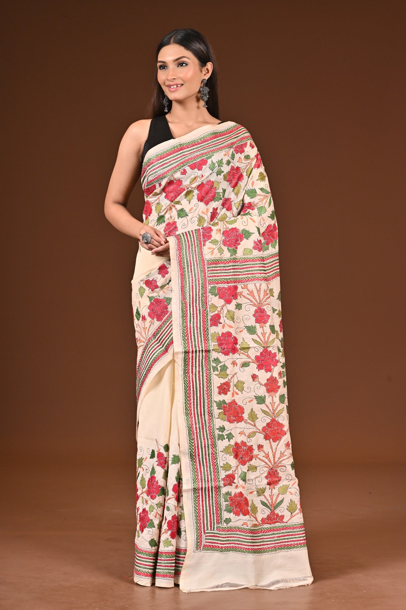 PURE  SILK KANTHA SAREE Thumbnail