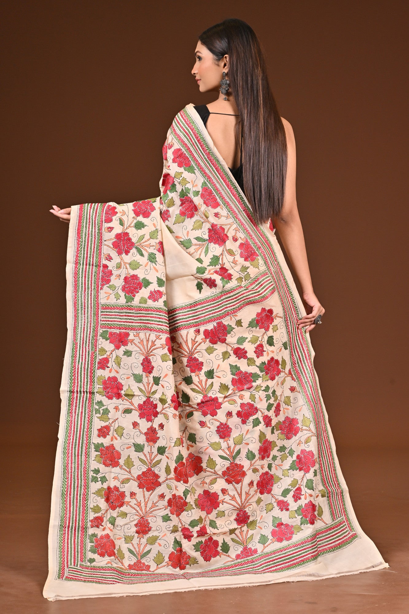 PURE  SILK KANTHA SAREE Thumbnail