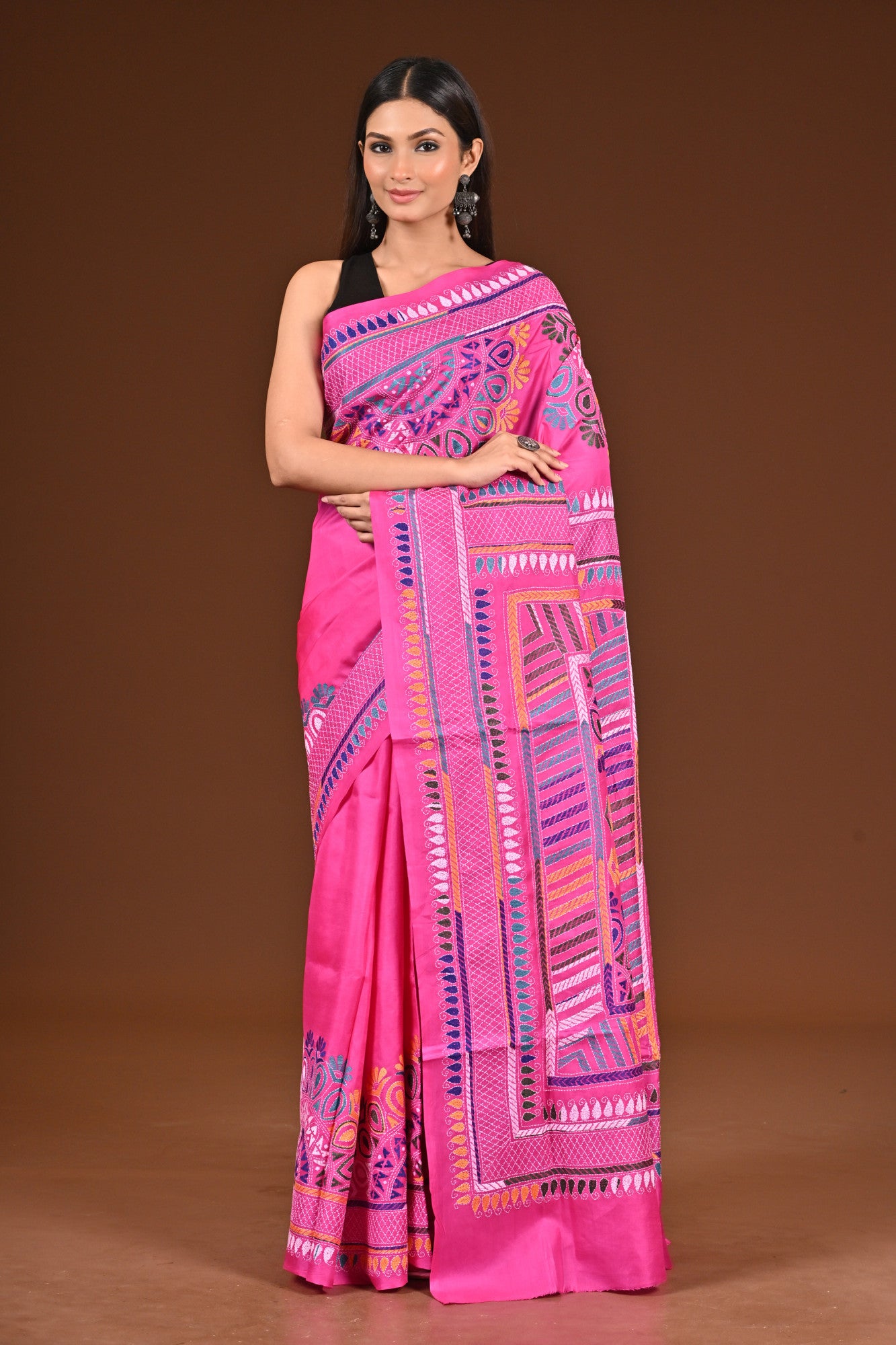 PURE  SILK KANTHA SAREE Thumbnail