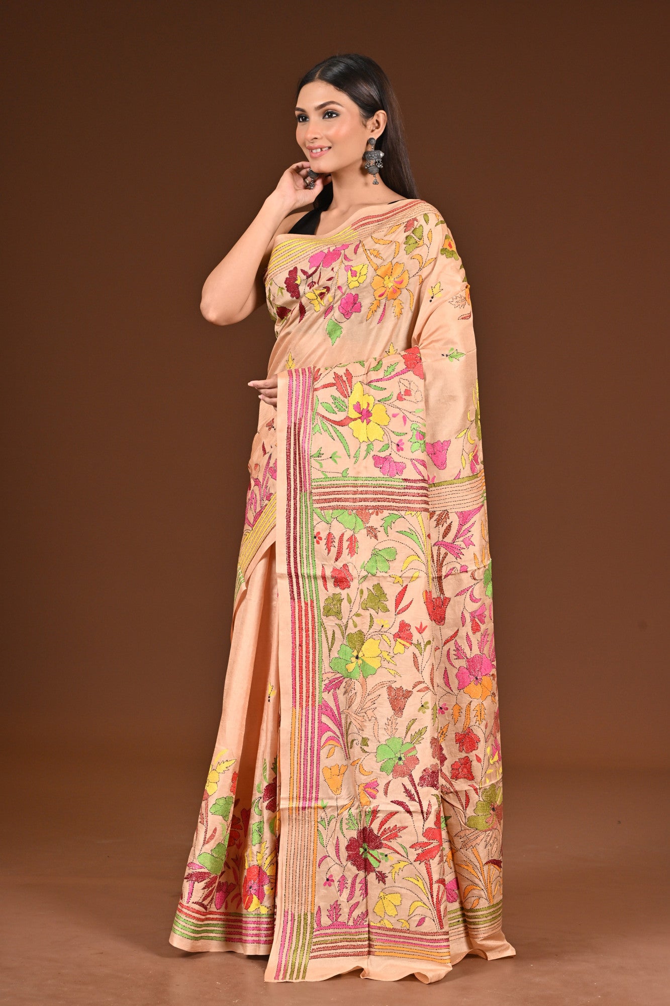 PURE  SILK KANTHA SAREE Thumbnail