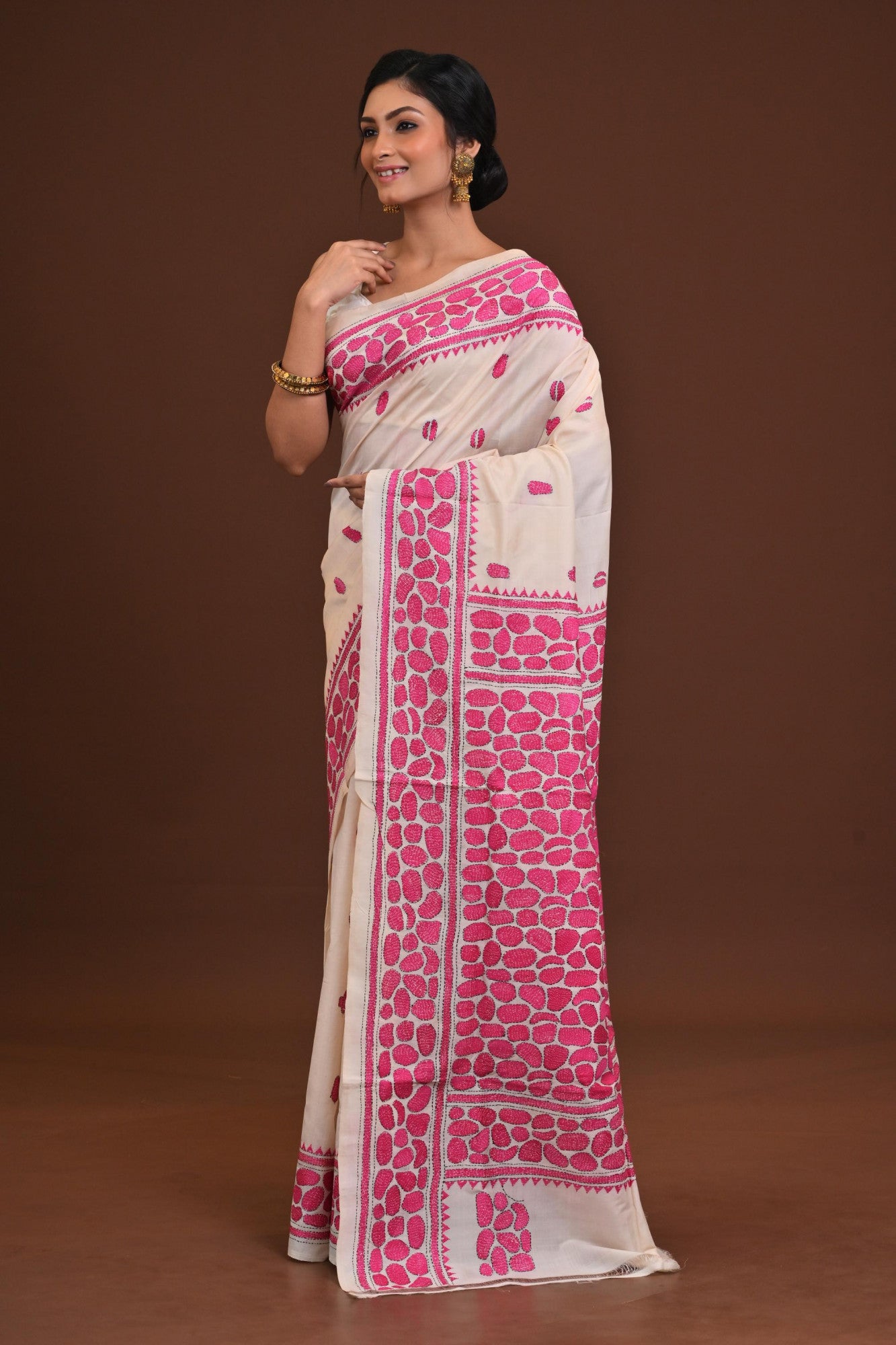 Pure Silk Kantha Saree Thumbnail