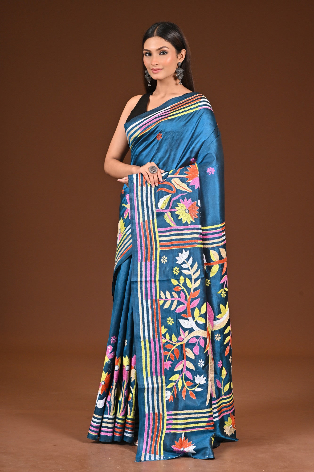 PURE  SILK KANTHA SAREE Thumbnail
