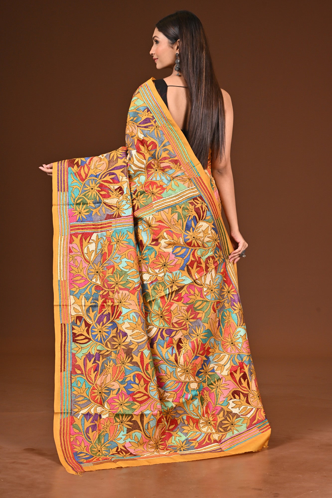 PURE  SILK KANTHA SAREE Thumbnail