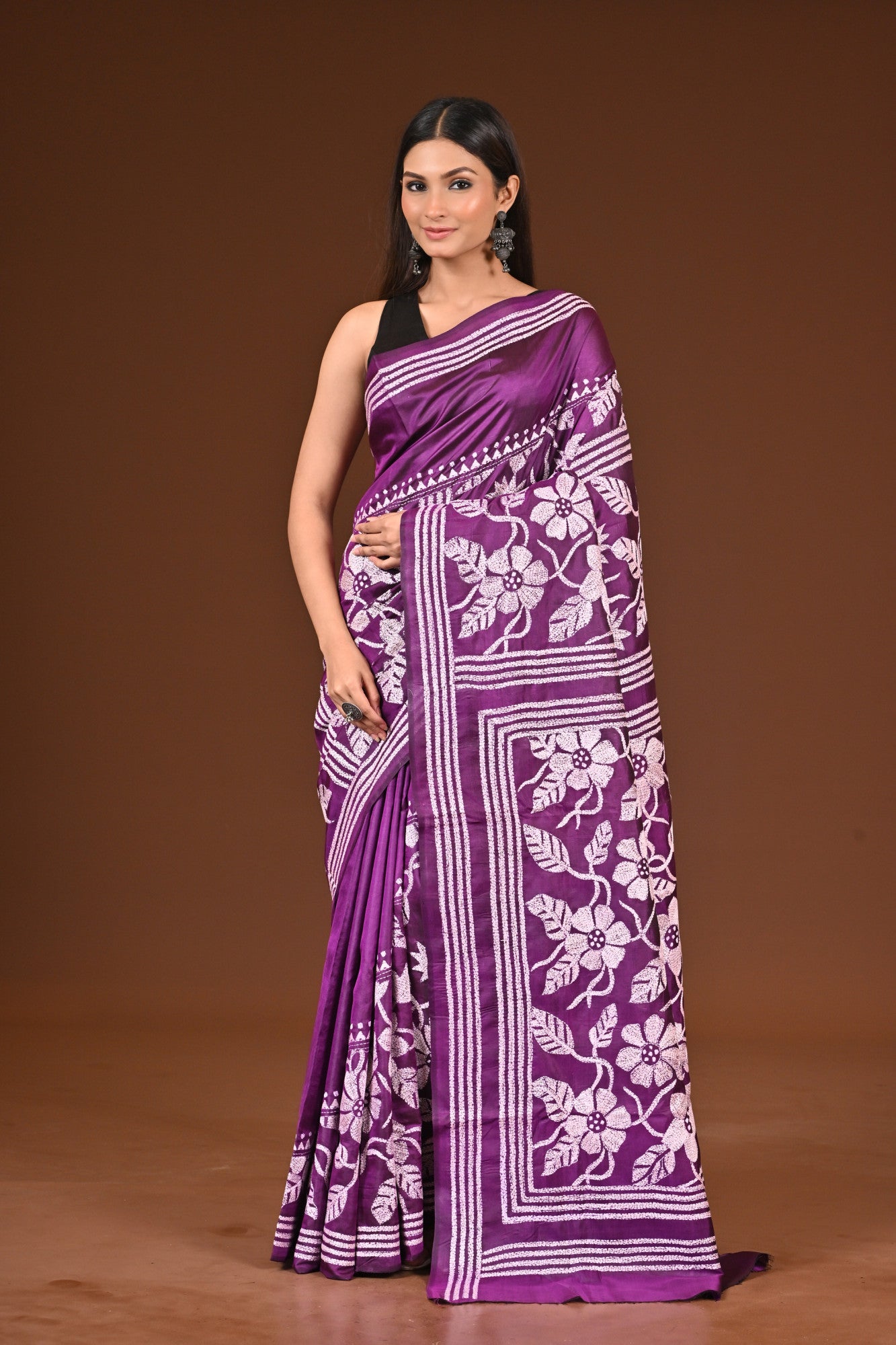 PURE  SILK KANTHA SAREE Thumbnail