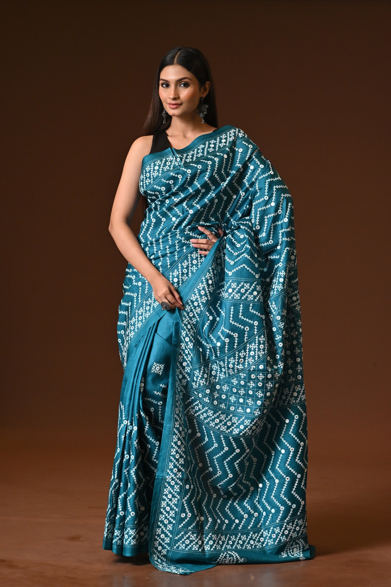 PURE  SILK KANTHA SAREE Thumbnail