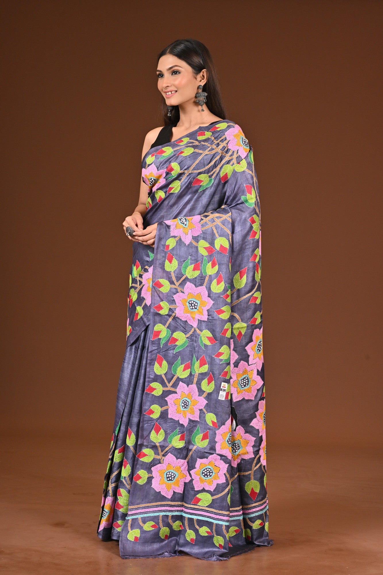 PURE  SILK KANTHA SAREE Thumbnail