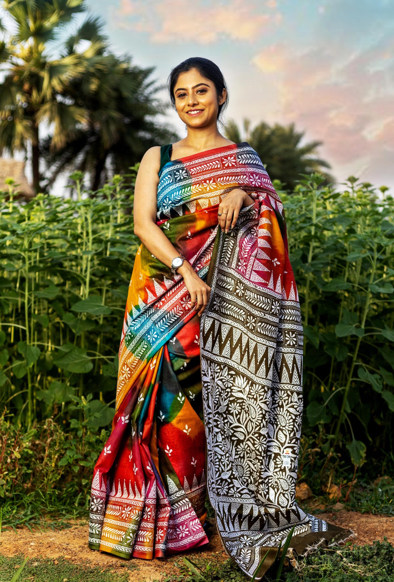 PURE SILK KANTHA SAREE