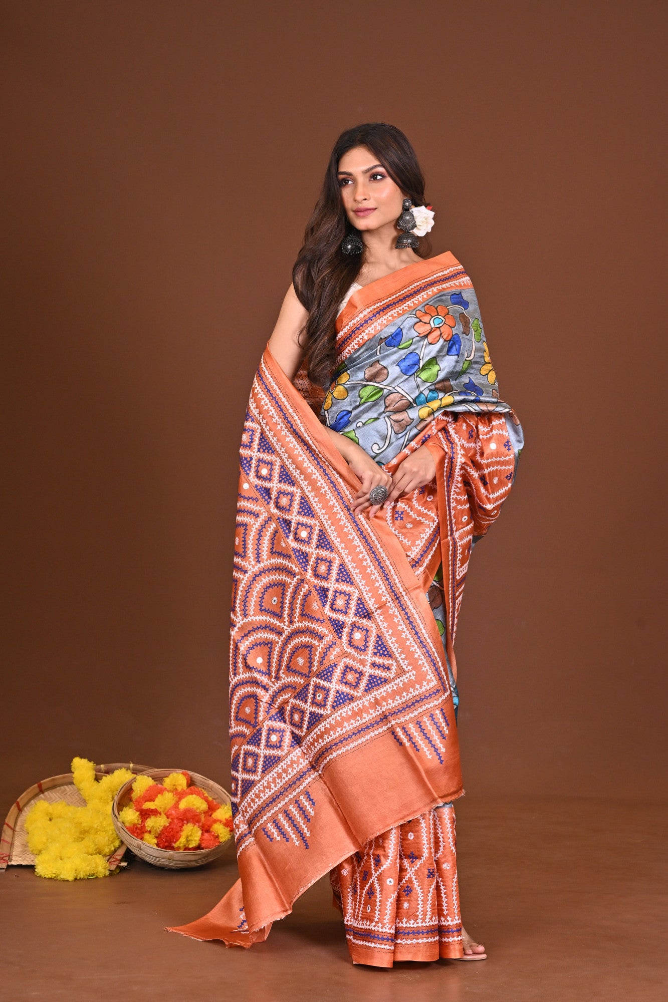 TUSSAR FUSION KANTHA SAREE Thumbnail