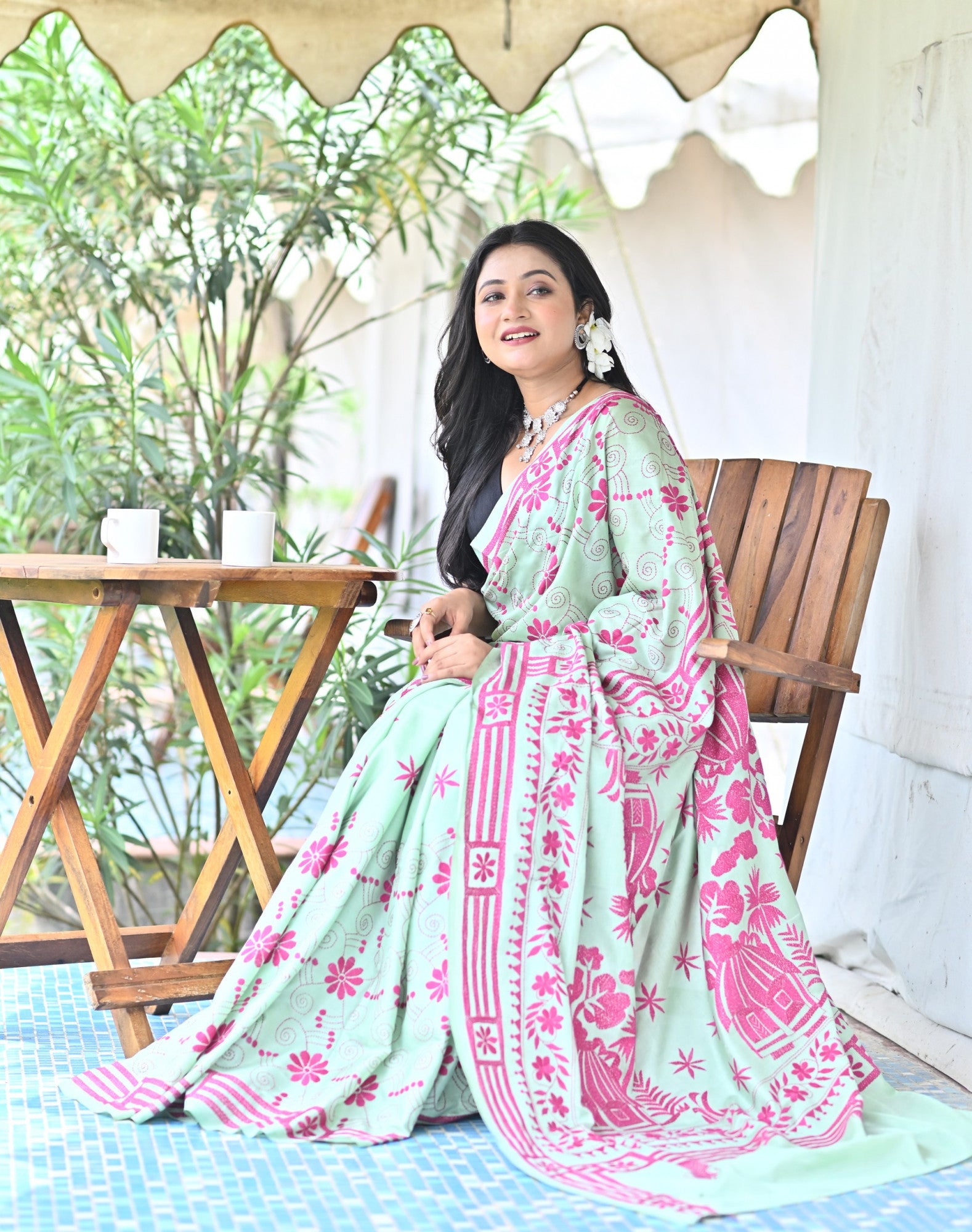 SHARVANI BLENDED SILK KANTHA SAREE Thumbnail