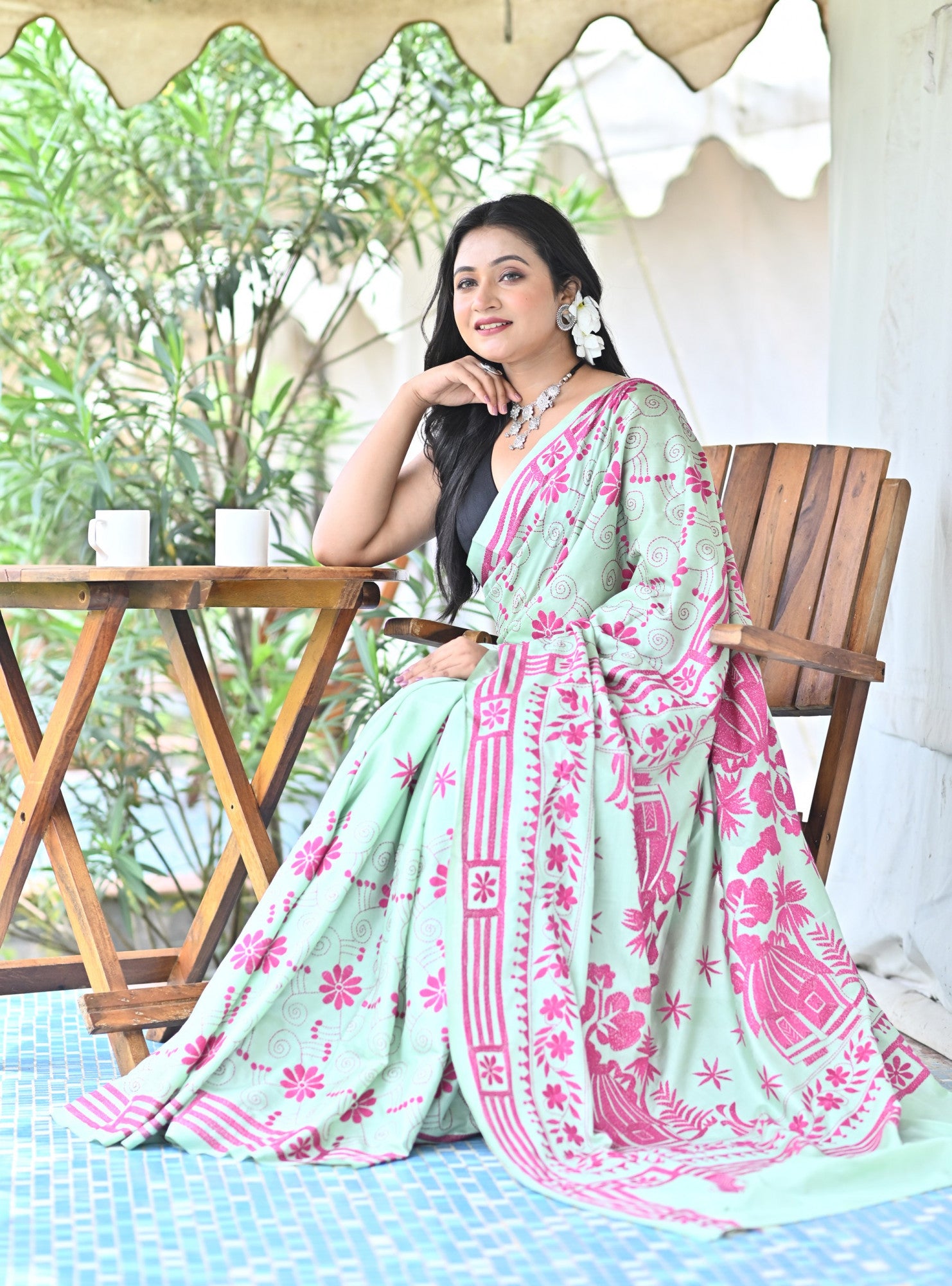 SHARVANI BLENDED SILK KANTHA SAREE Thumbnail