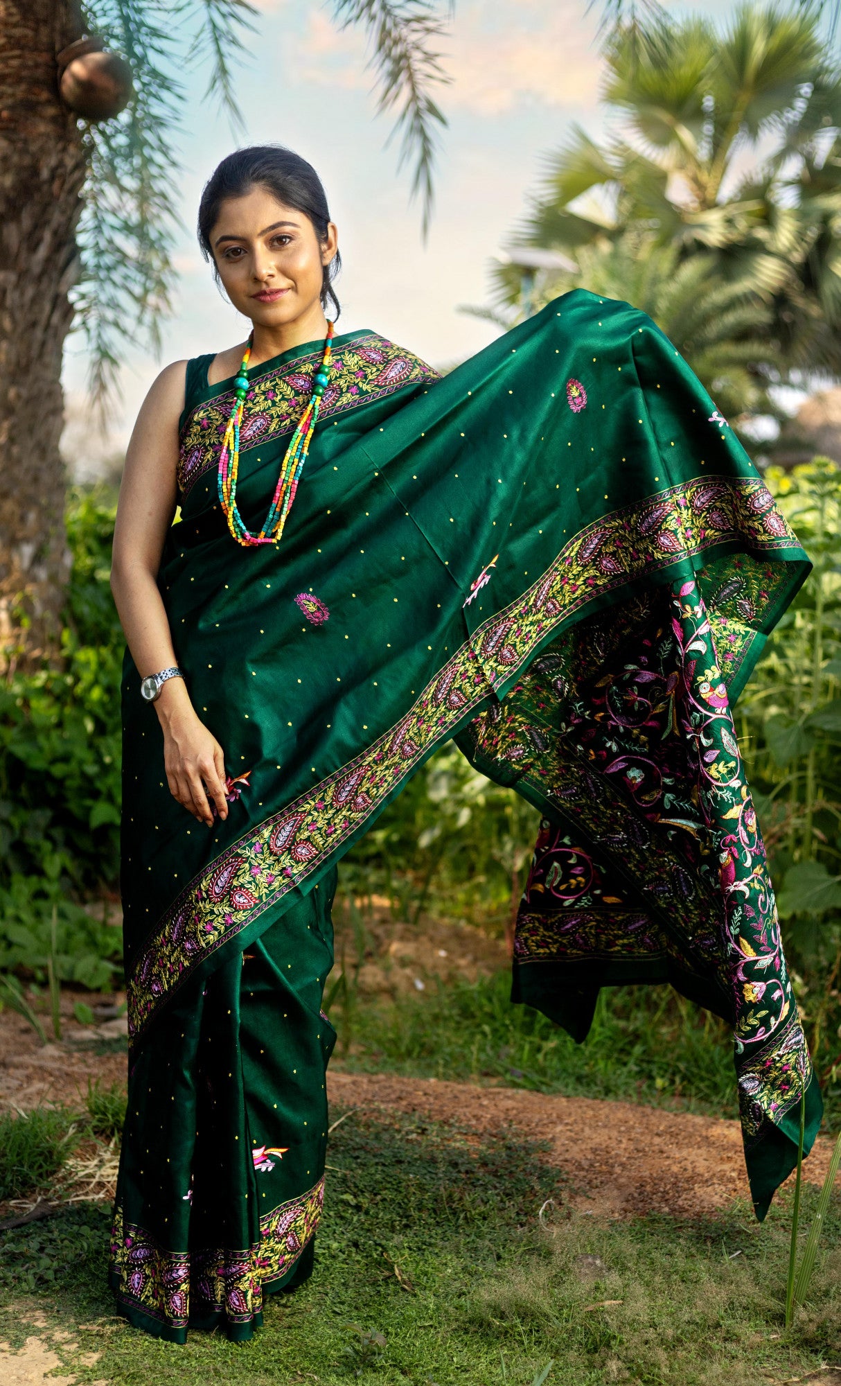 Silk Ari Kantha Saree