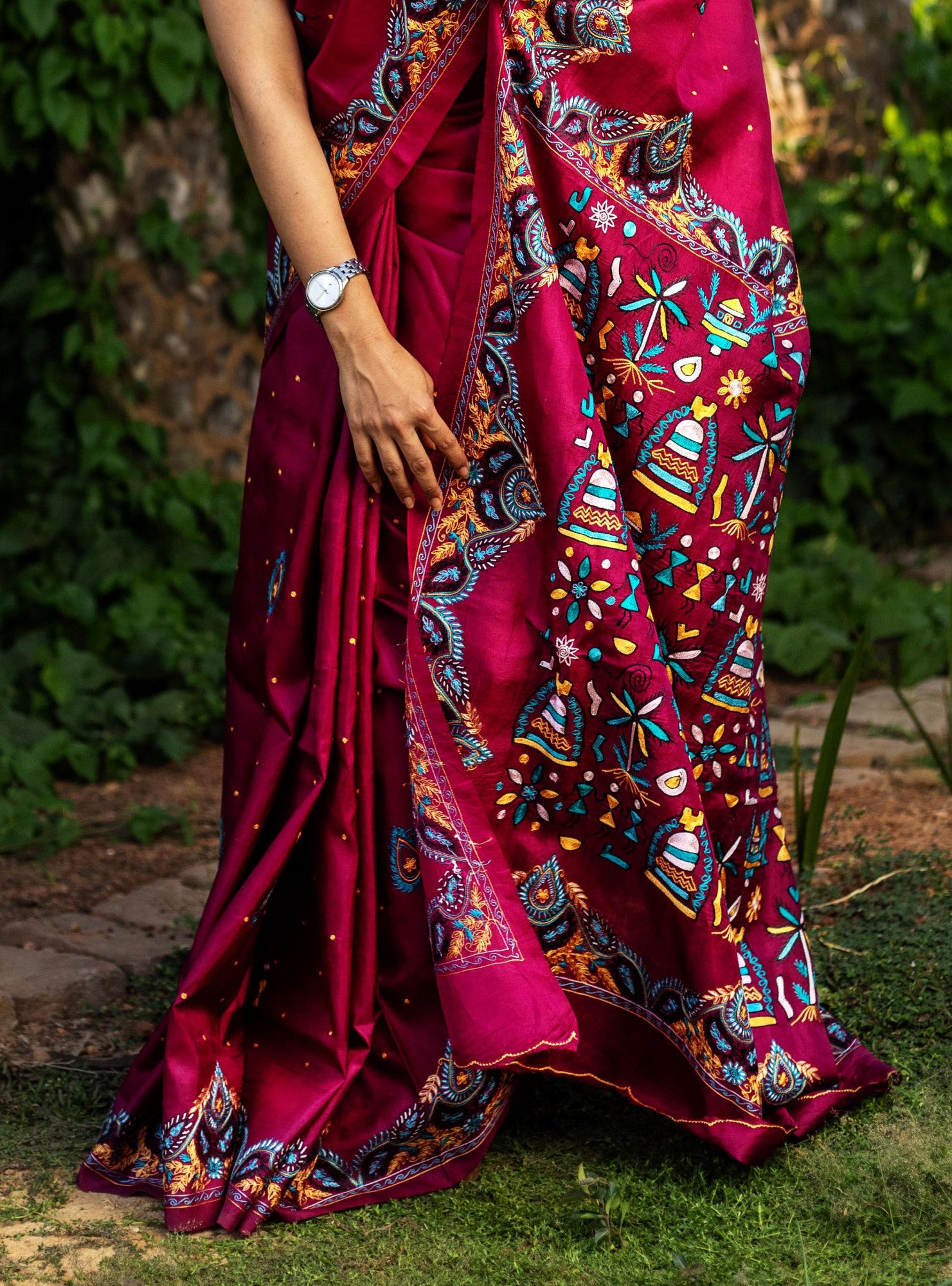 Silk Ari Kantha Saree Thumbnail