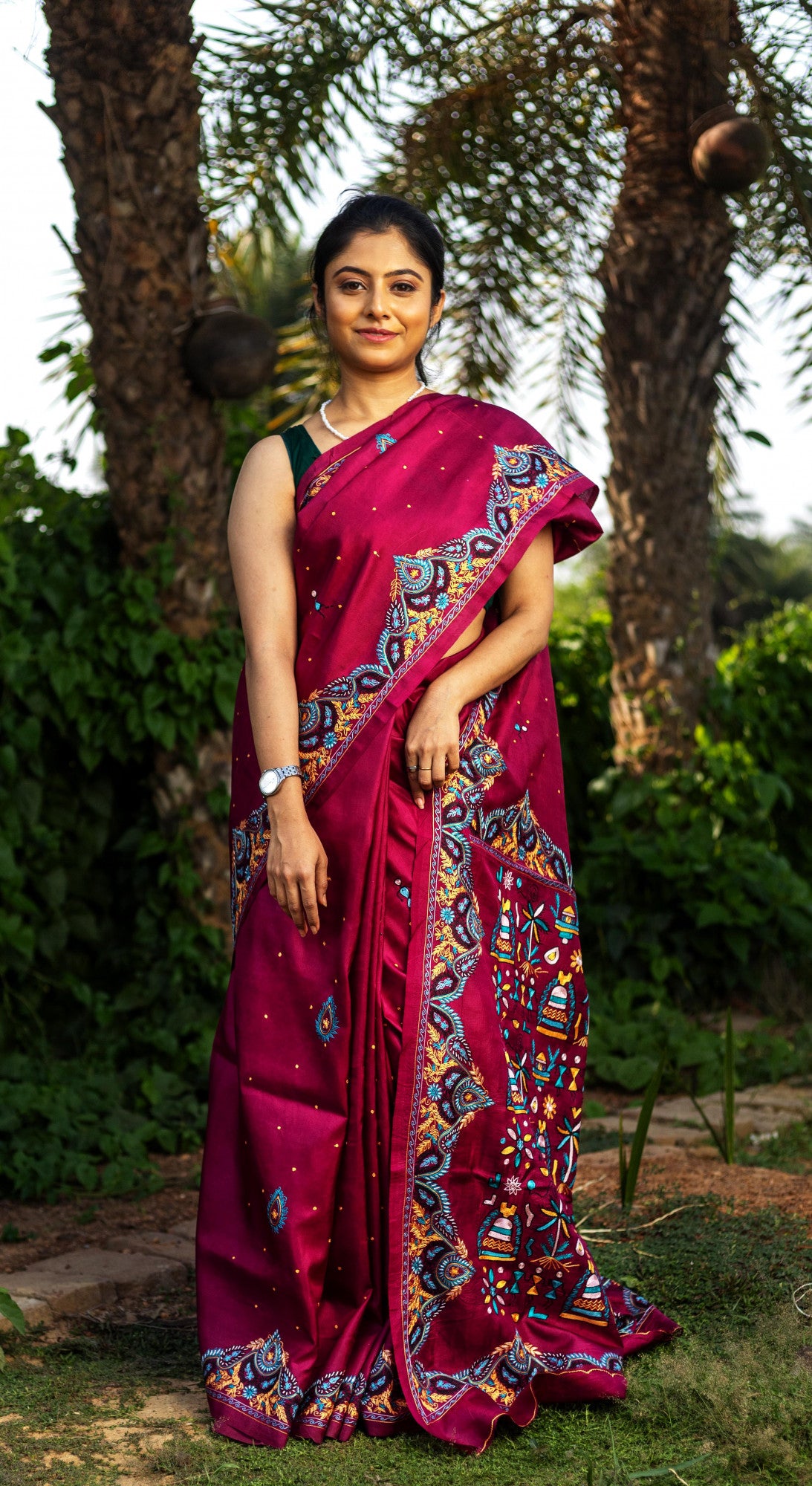 PURE SILK KANTHA SAREE