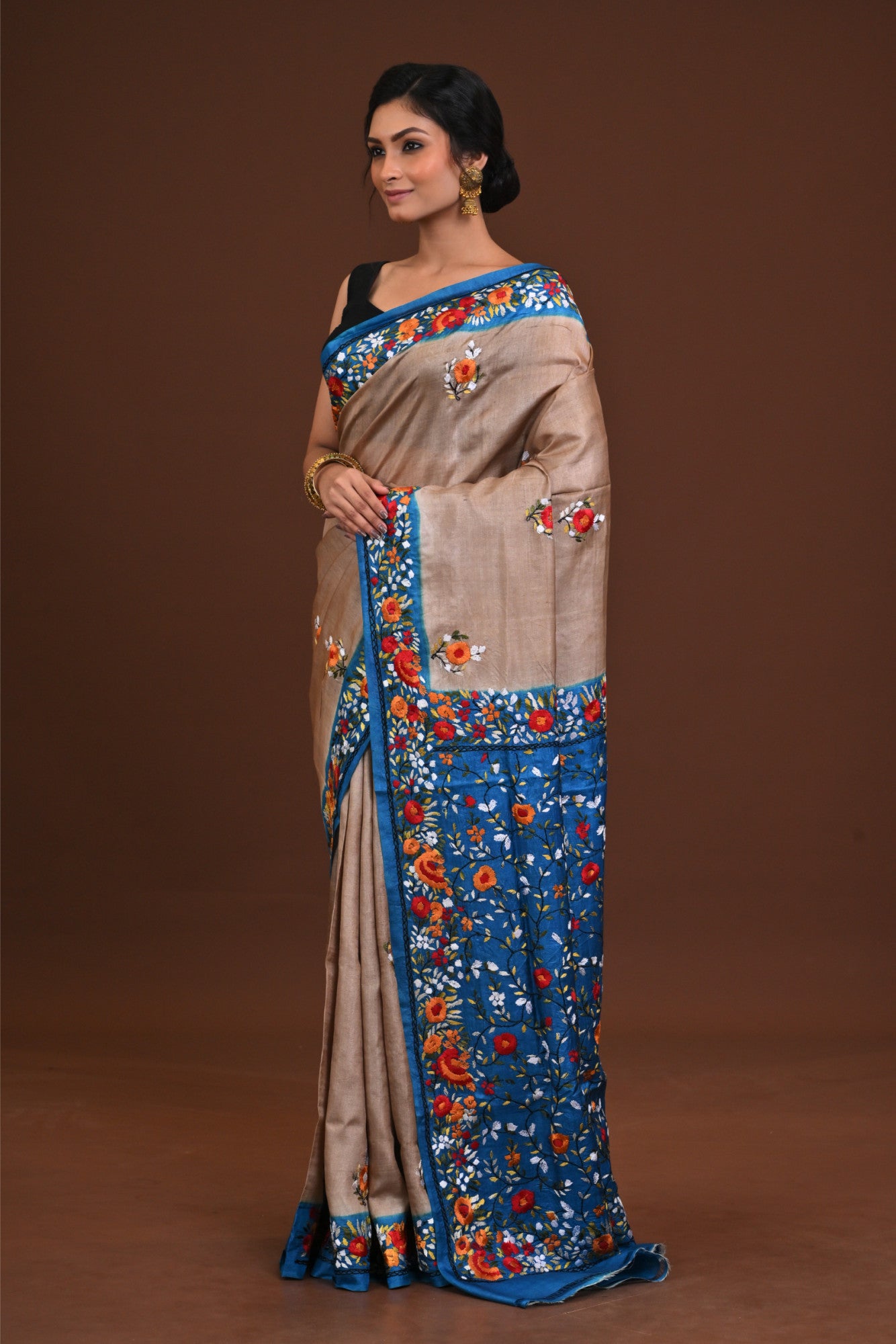 Silk Jalchuri Allover Kantha Saree Thumbnail