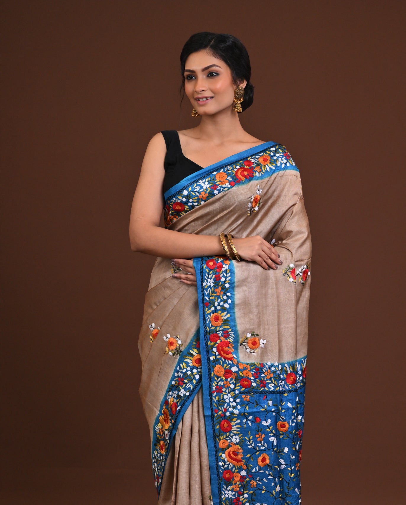 Silk Jalchuri Allover Kantha Saree Thumbnail