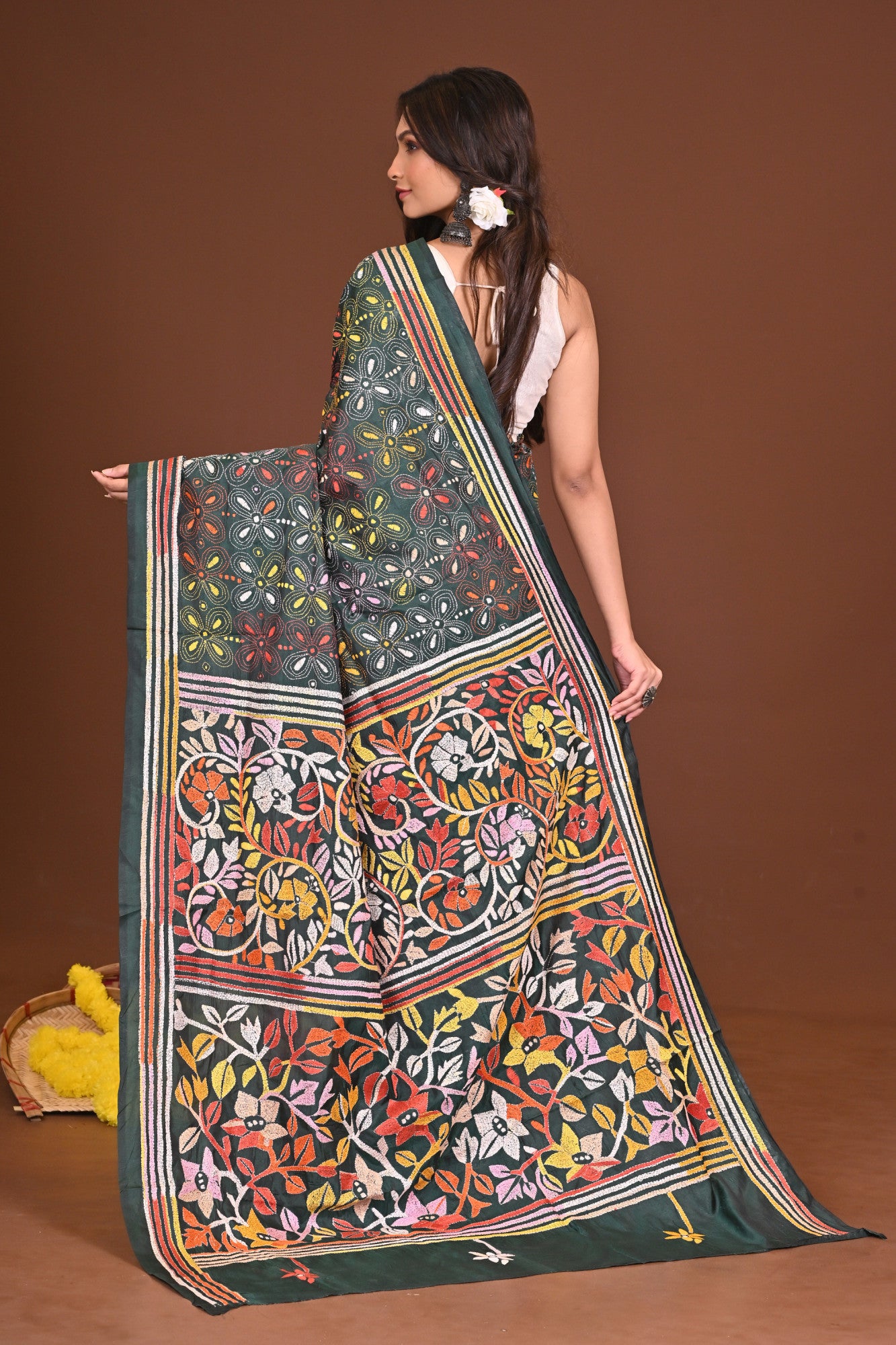TAPASWINI BLENDED SILK KANTHA SAREE Thumbnail