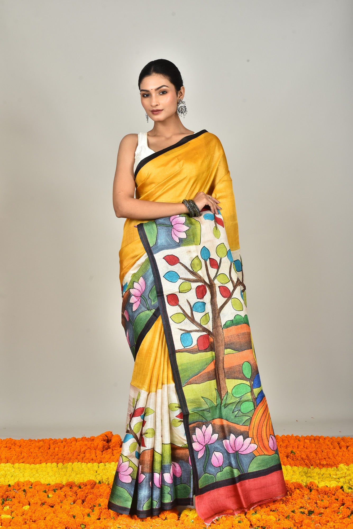 TUSSAR HAND PRINT SAREE Thumbnail