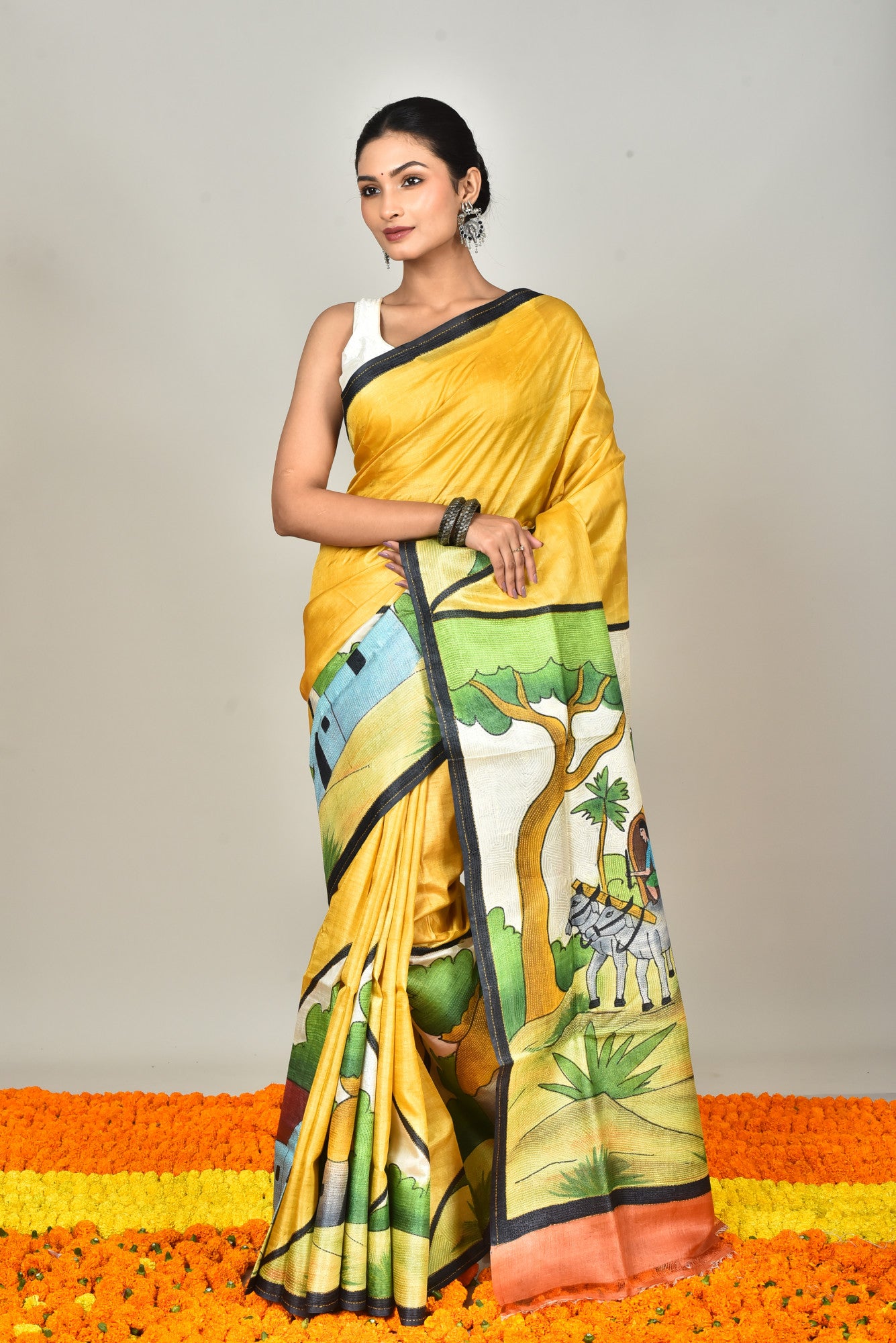 TUSSAR HAND PRINT SAREE