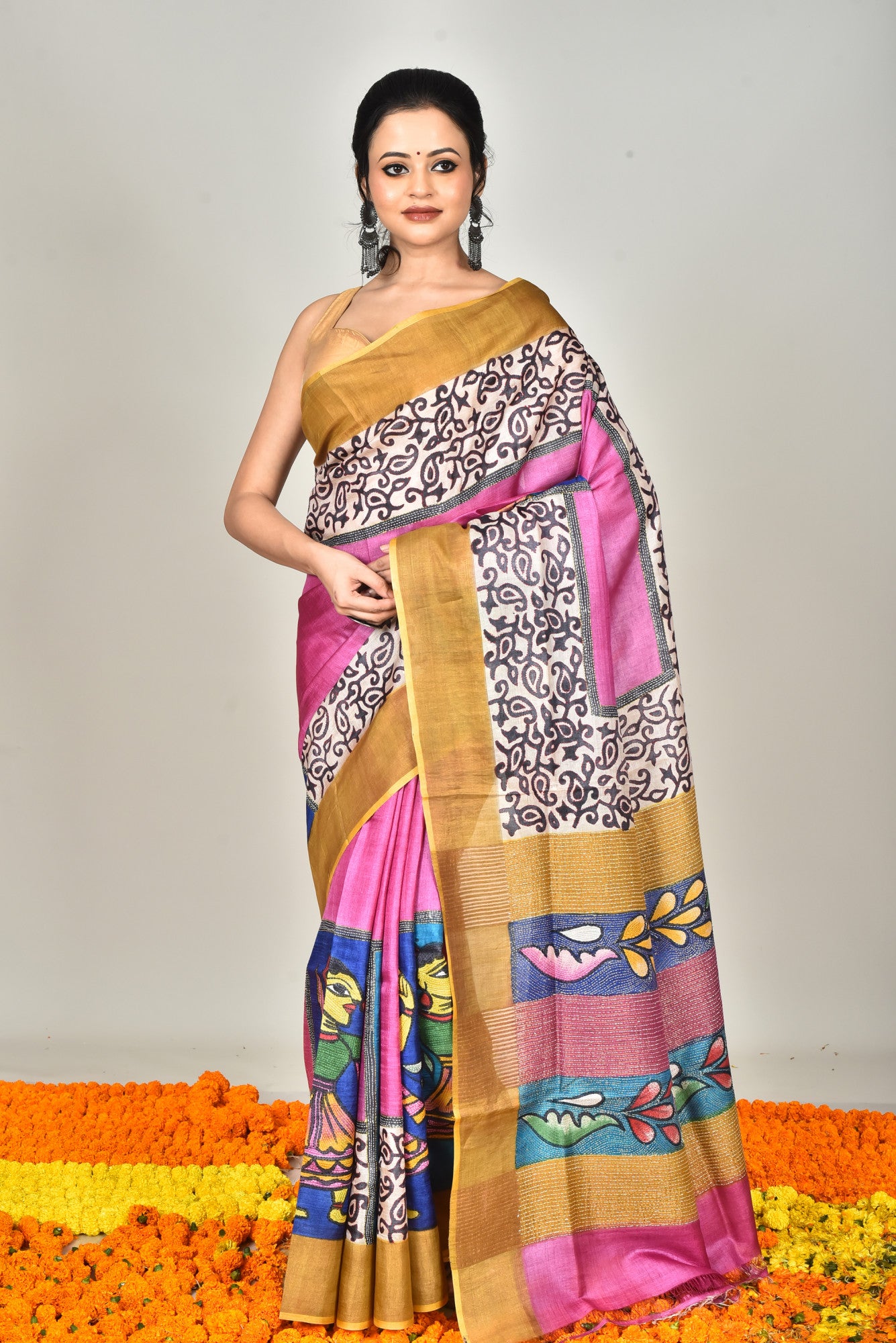 GACHI TUSSAR SILK KANTHA SAREE