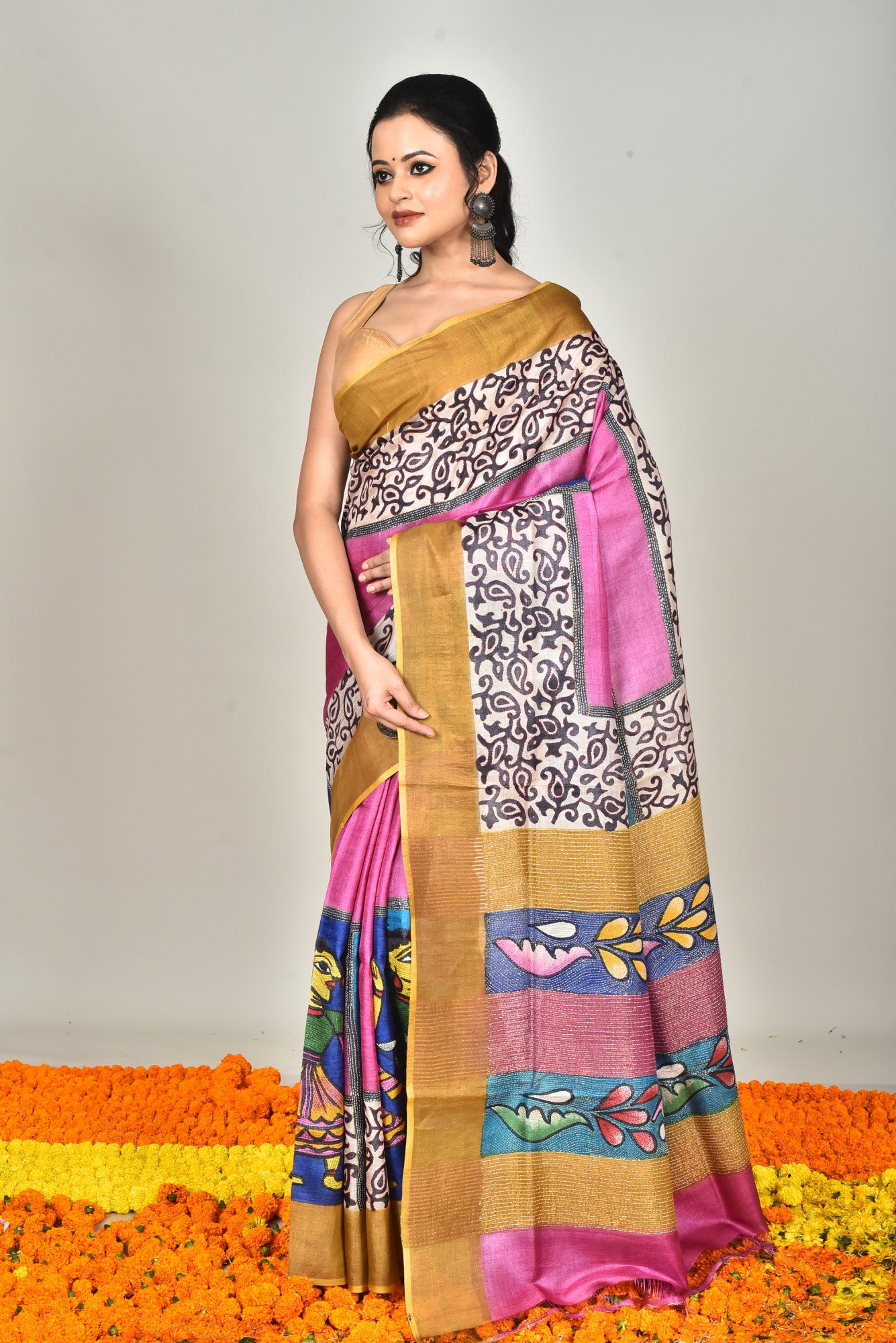 GACHI TUSSAR SILK KANTHA SAREE