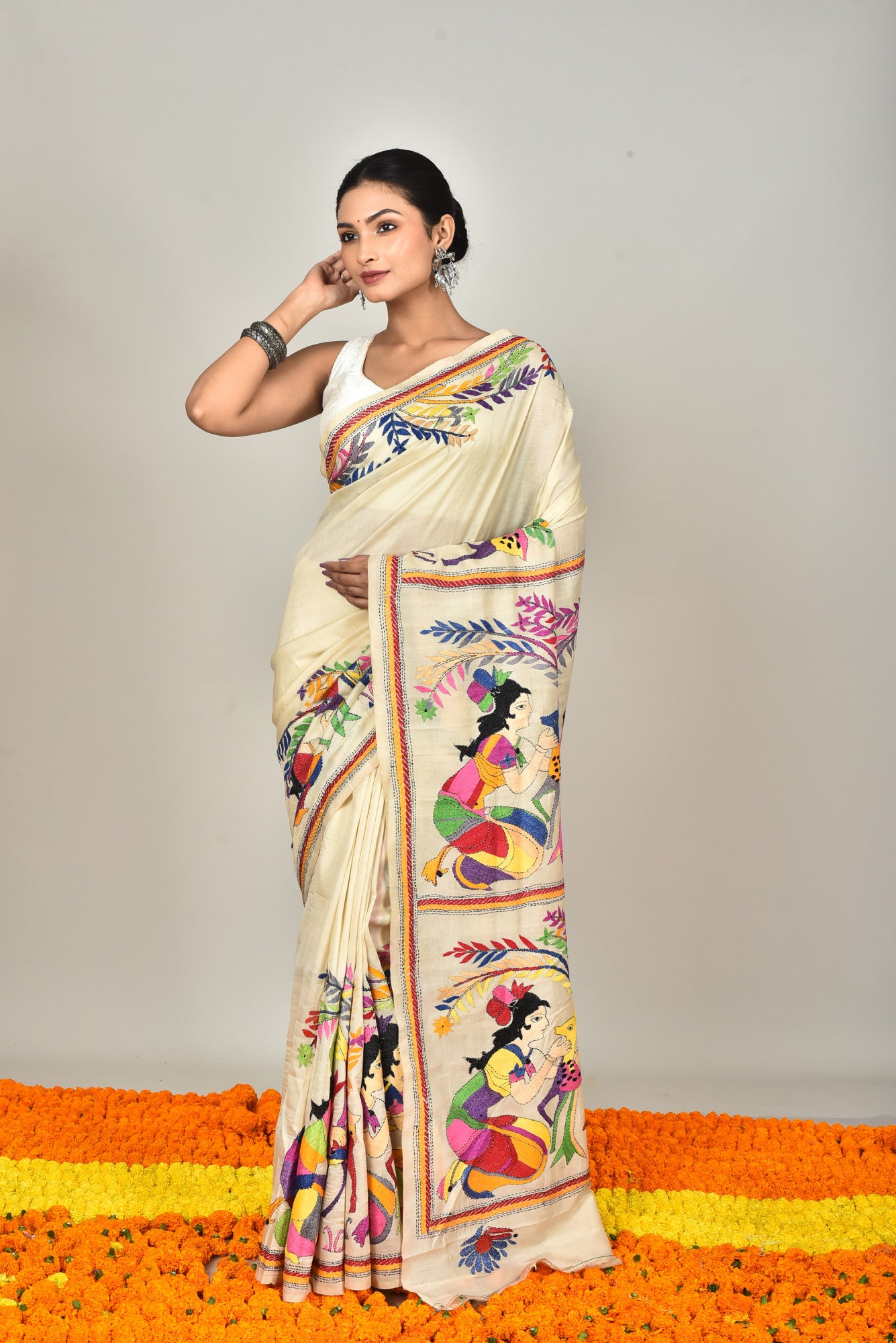 TUSSAR SILK KANTHA SAREE Thumbnail