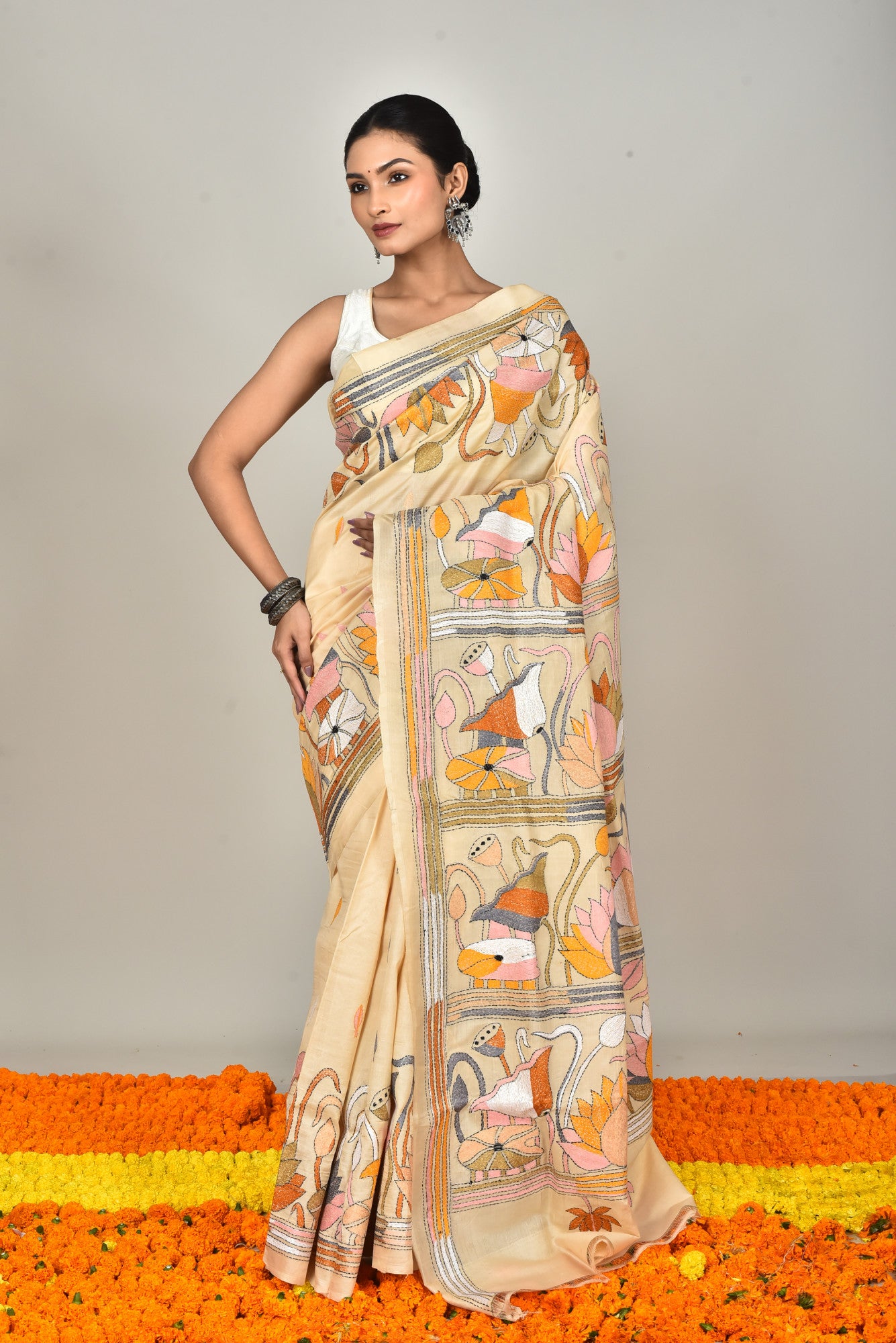 TUSSAR SILK KANTHA SAREE