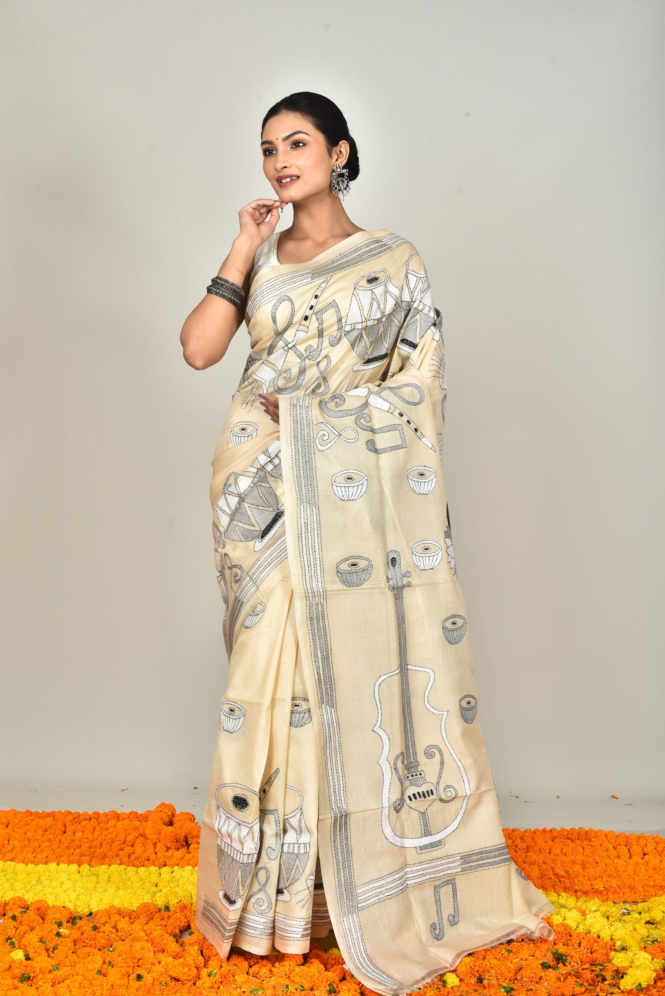 TUSSAR SILK KANTHA SAREE