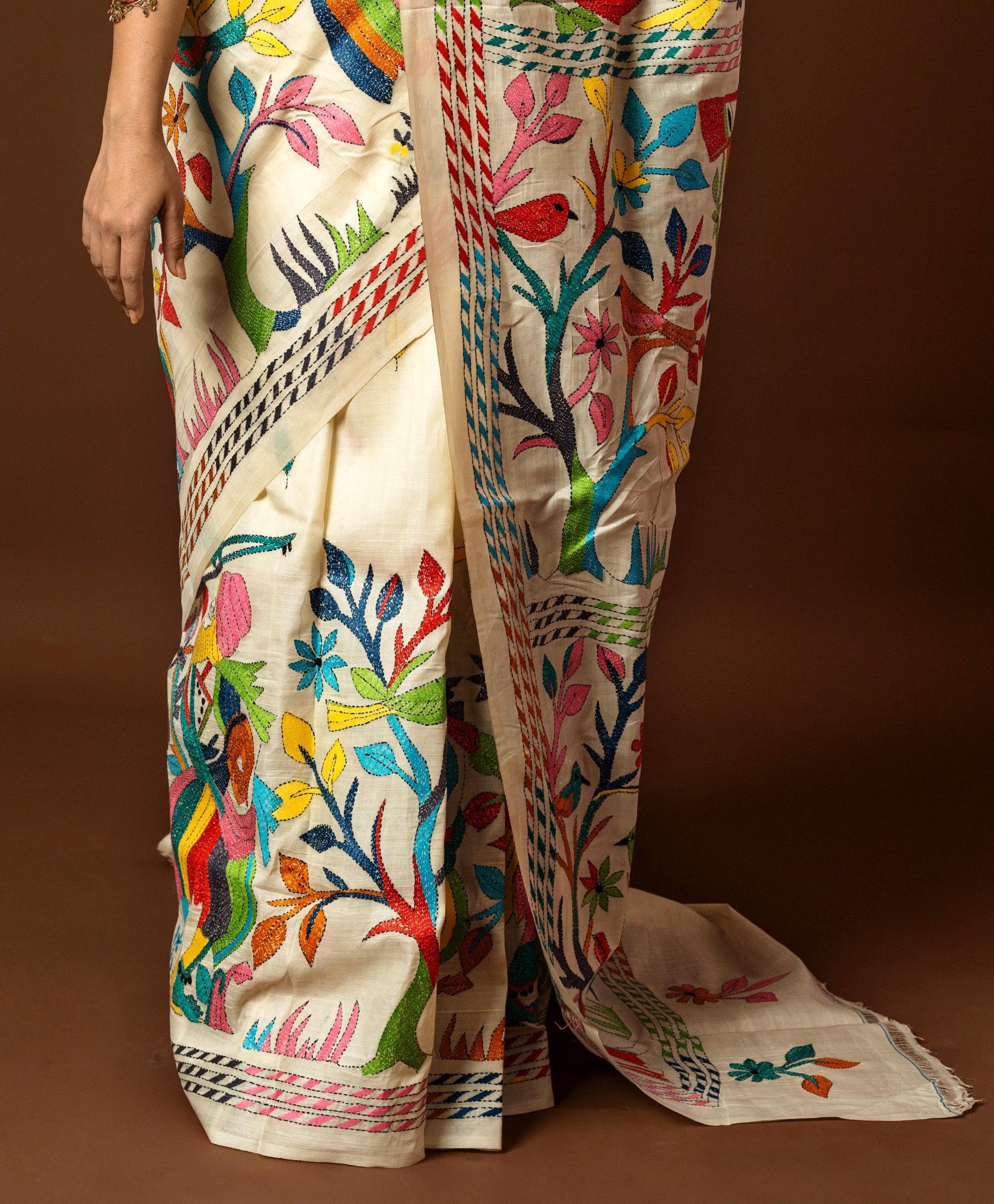 Tussar Silk Kantha Saree Thumbnail