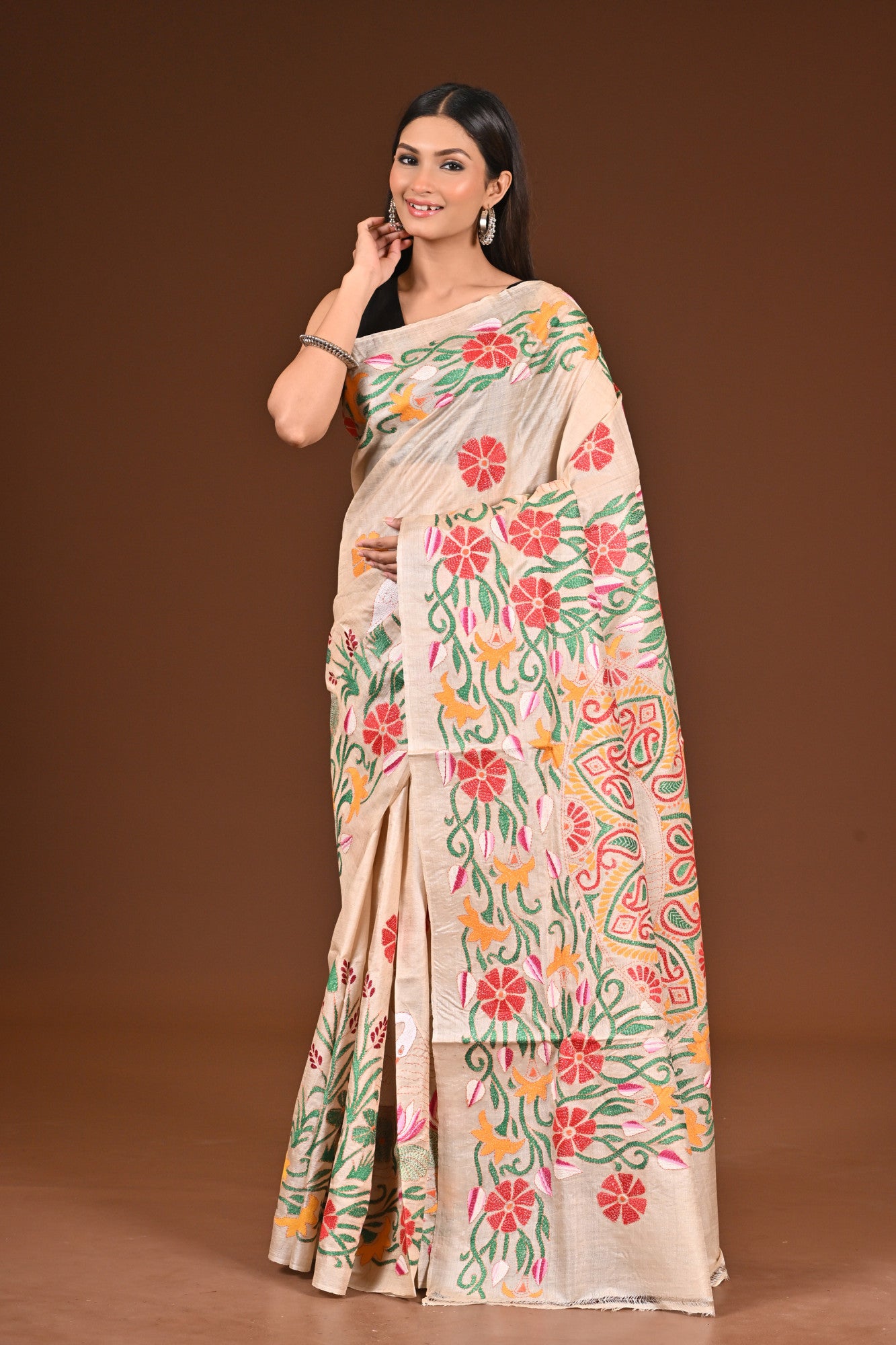 TUSSAR SILK KANTHA SAREE Thumbnail