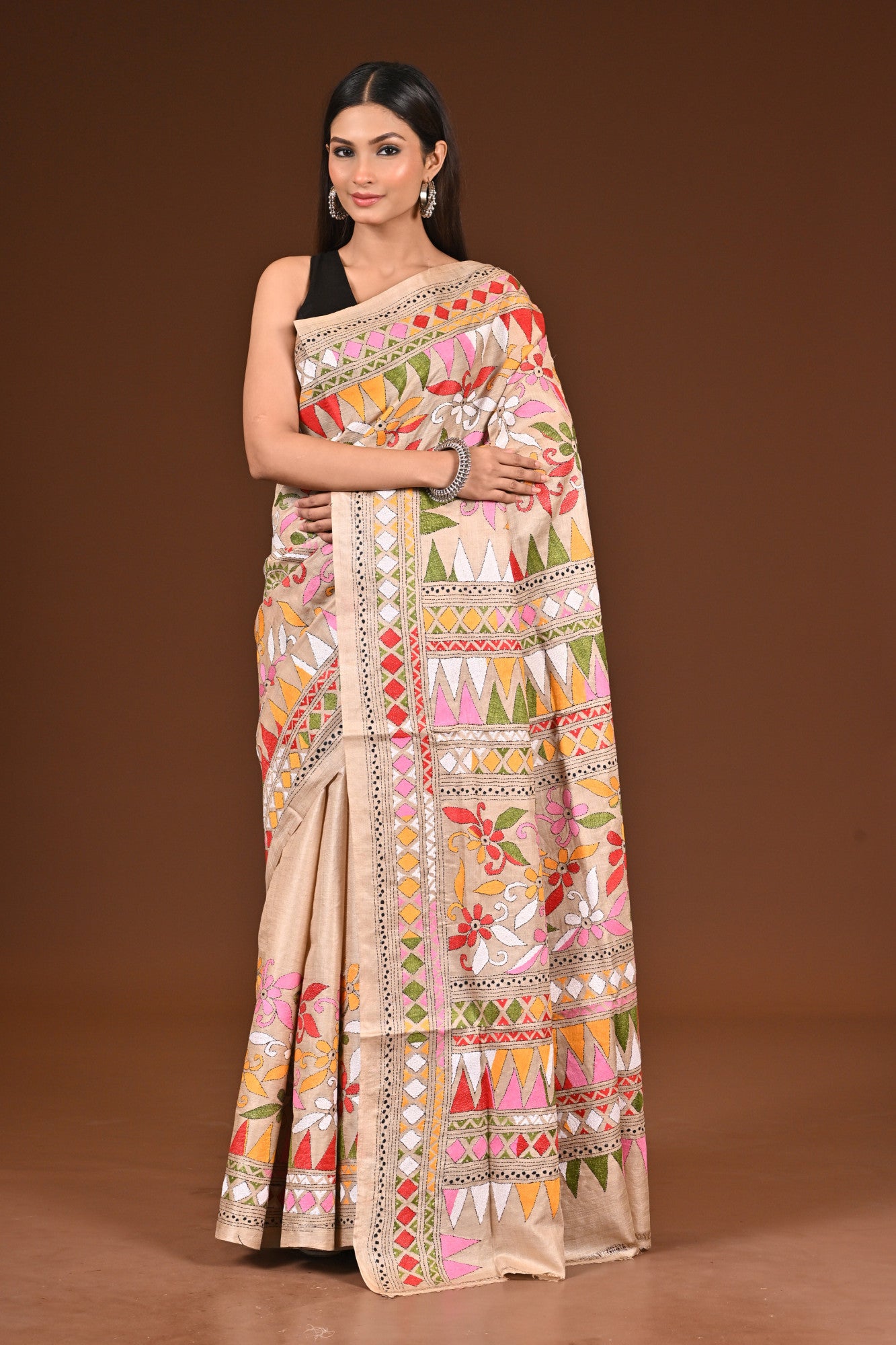 TUSSAR SILK KANTHA SAREE