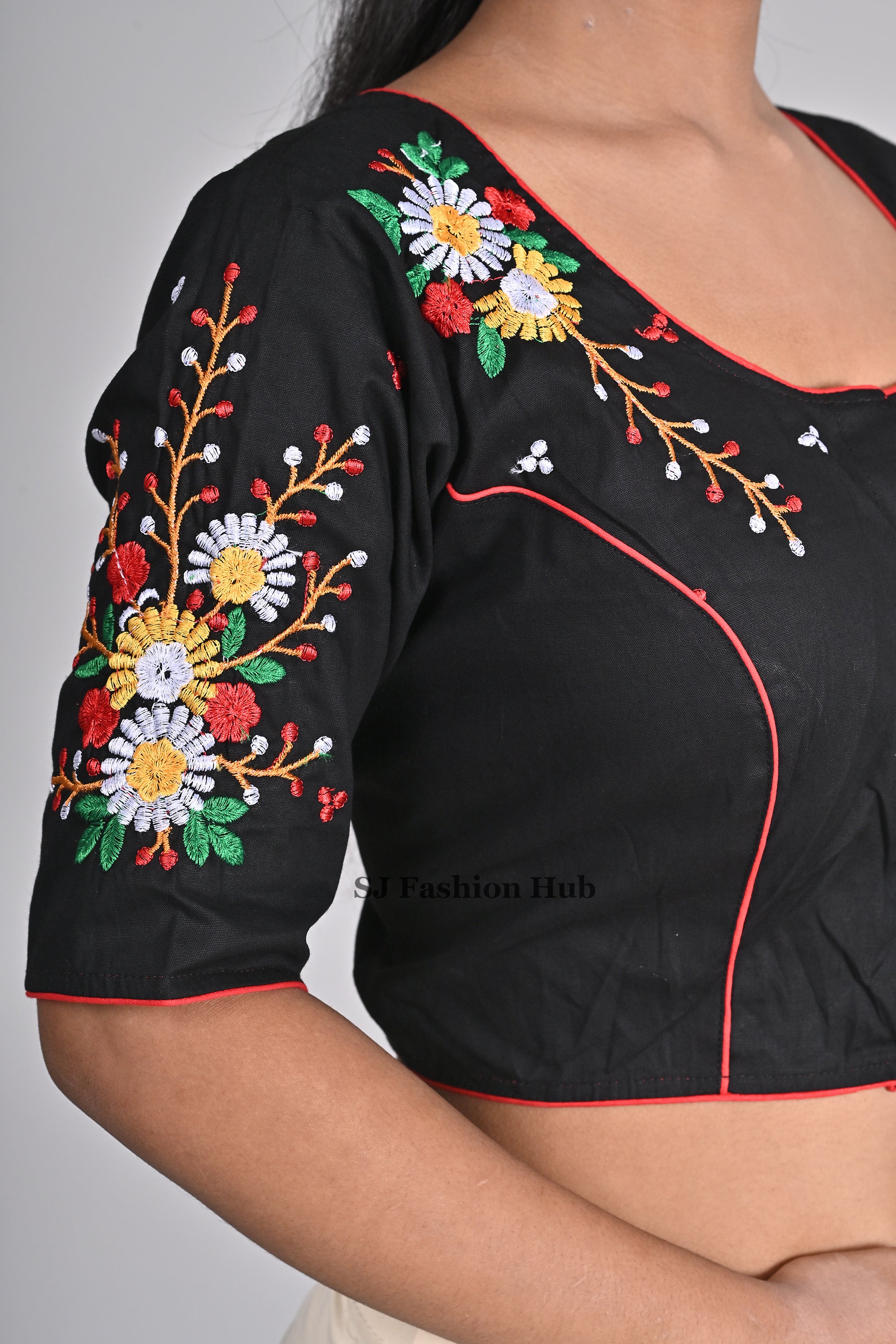 Black Embroidered blouses for sarees