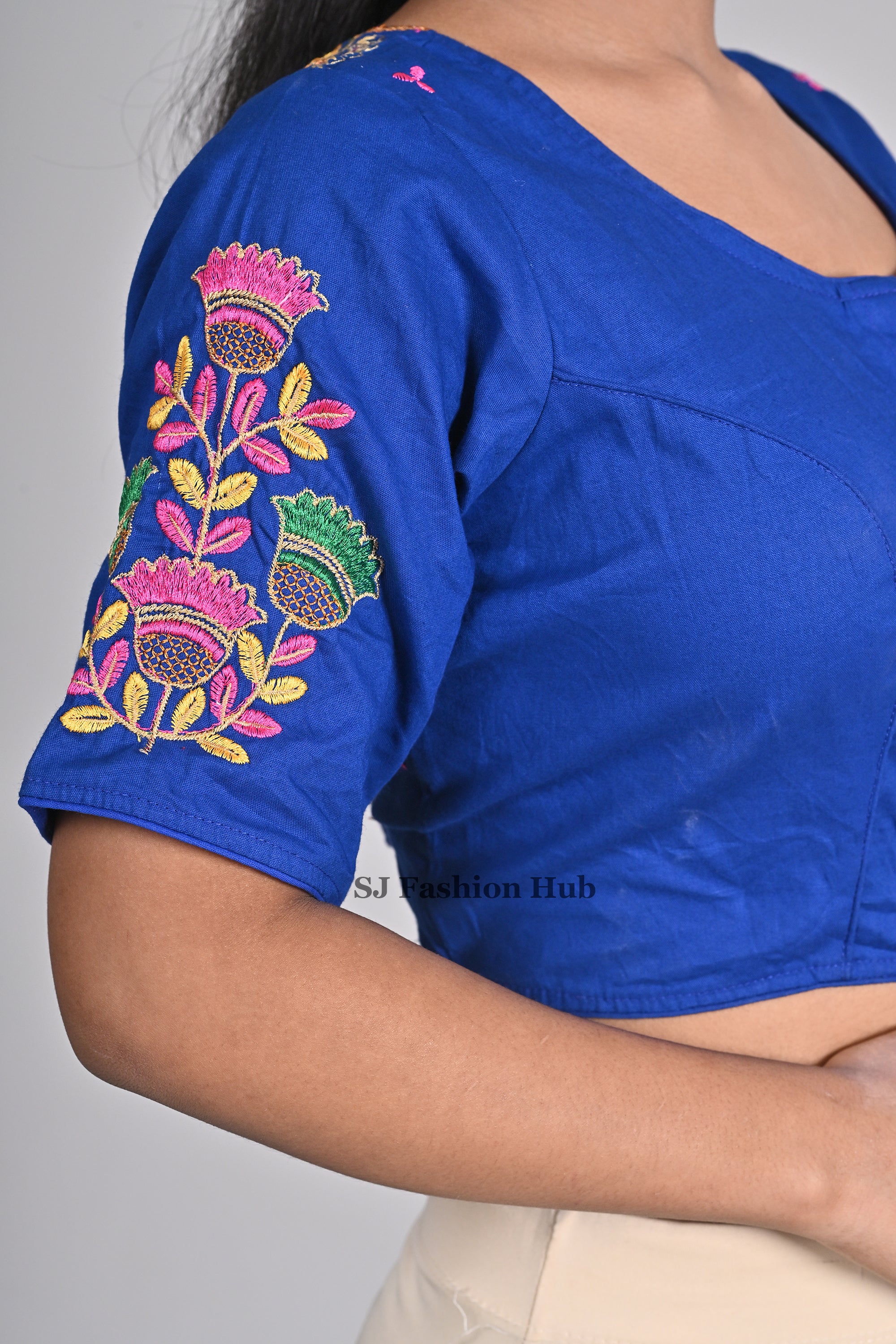 Blue Embroidered blouses for sarees